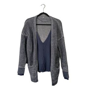 Lululemon Knit Cardigan Sweater Blouse Combo Athleisure Business Casual Blue